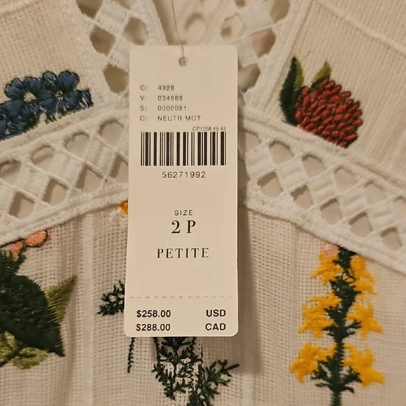 Carla Embroidered Maxi Dress Size 2P By Anthropologie - Picture 3 of 3